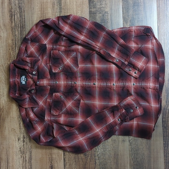 Beams - Japan Basic & Exciting Pearl Snap Western Plaid Button Down Shirt Size L - Picture 1 of 8